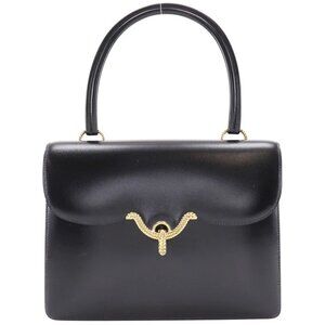 HERMES Vasco Handbag vintage black Box carf Women
